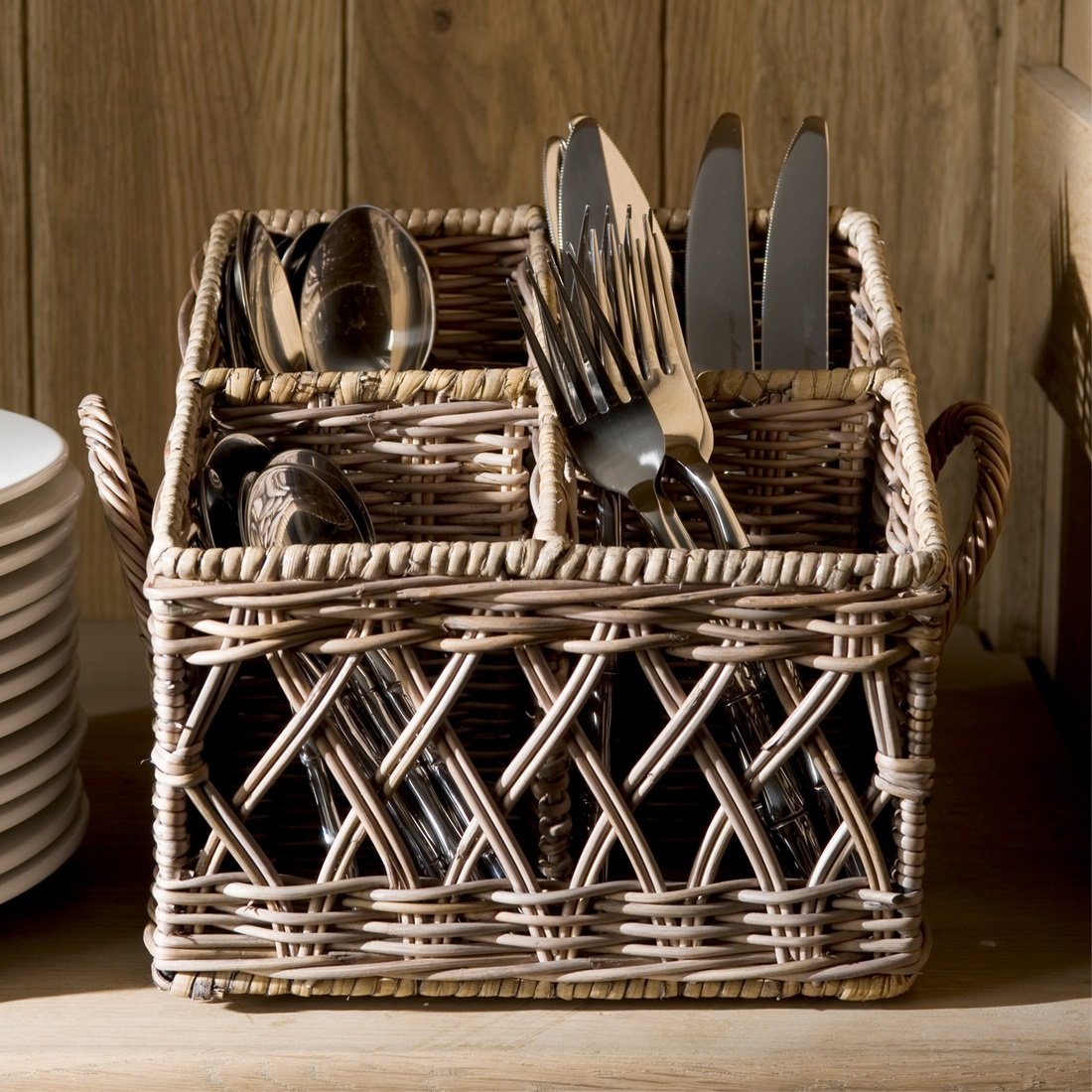 Rustic Rattan Couvert Basket Square RIVIERA MAISON