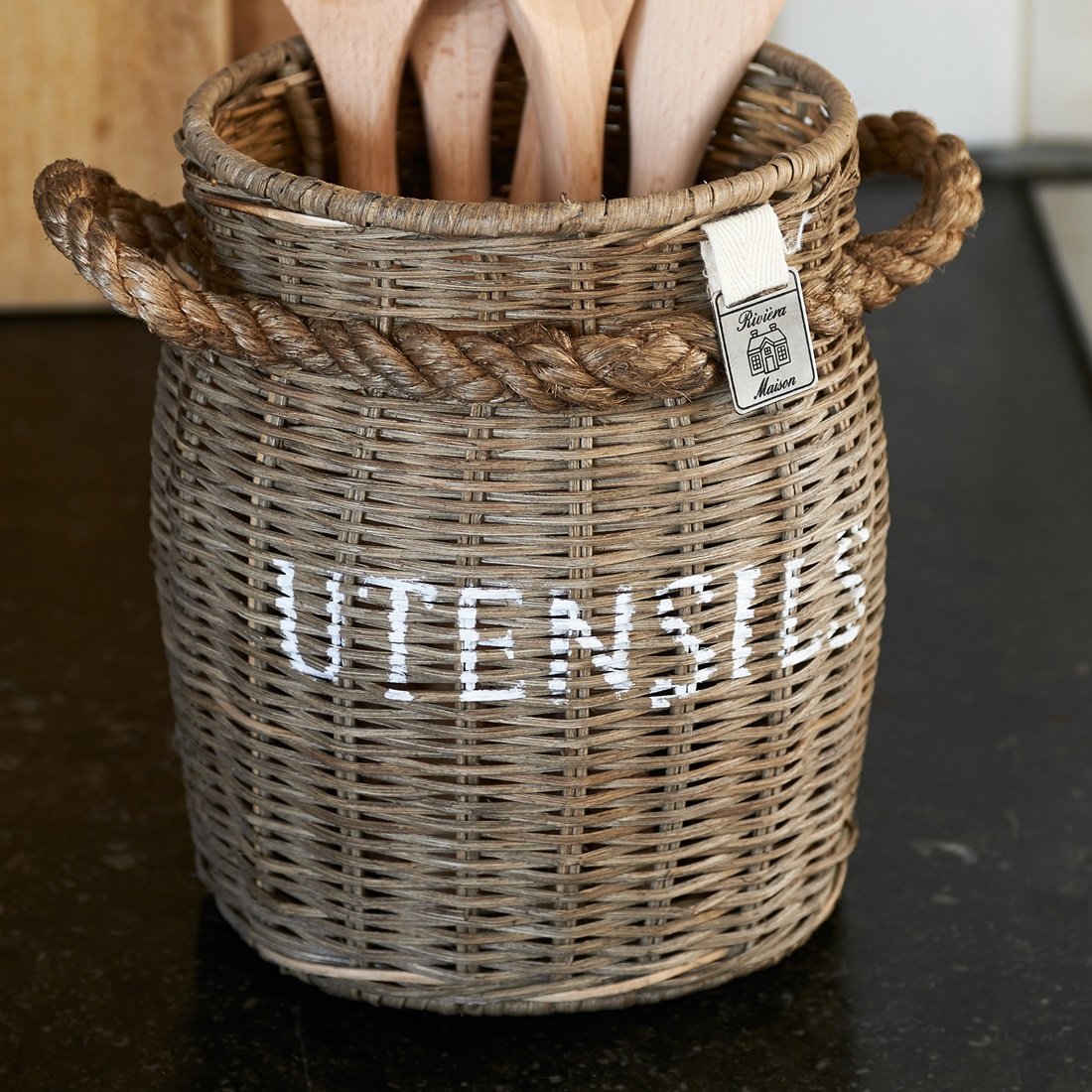 Rustic Rattan Utensils Pot RIVIERA MAISON