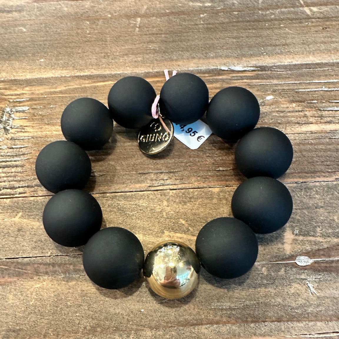 Kugelarmband Schwarz Matt