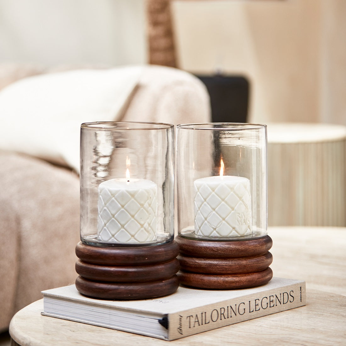 Pillar Candle Padded white 9,5x10 RIVIERA MAISON