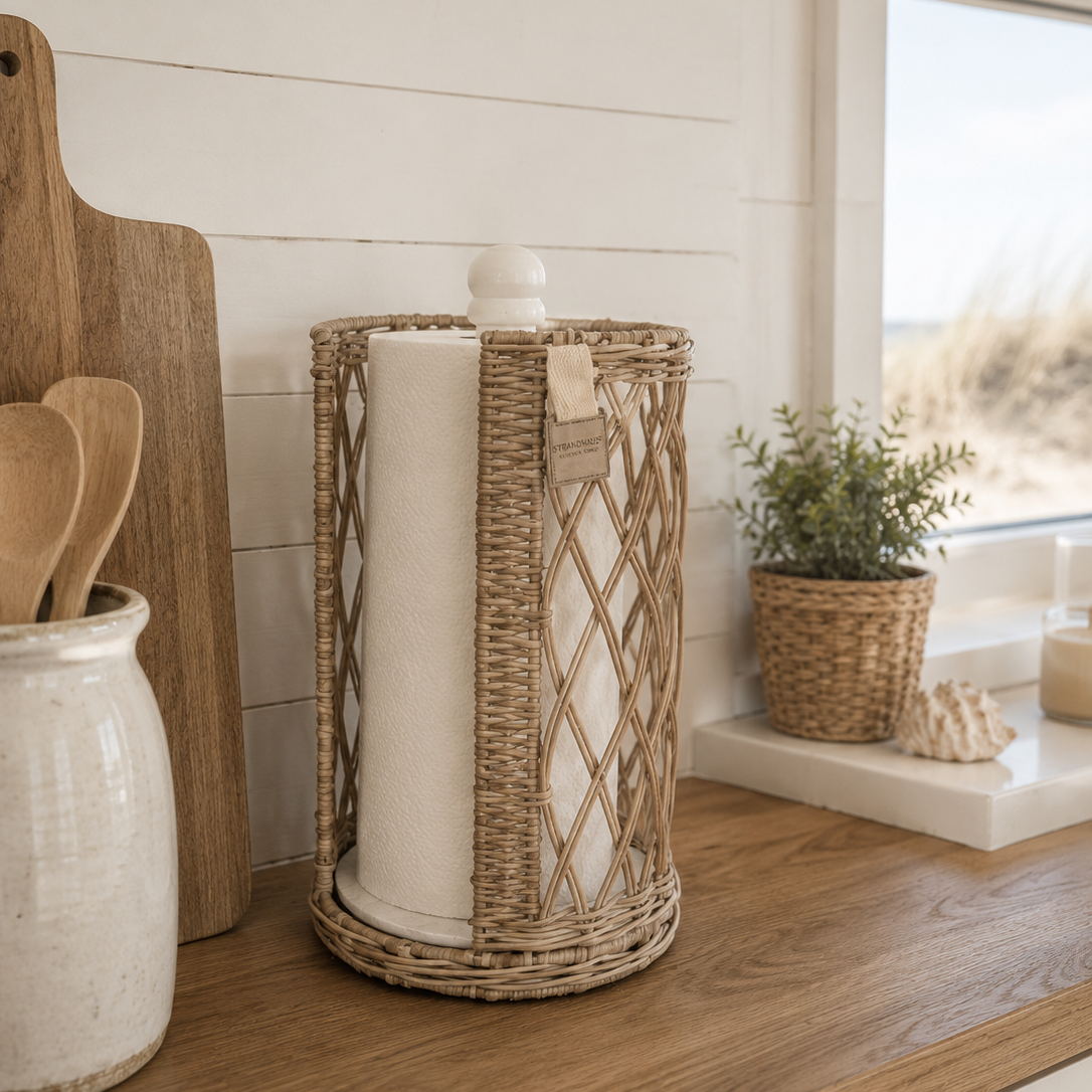 Küchenrollenhalter aus Rattan