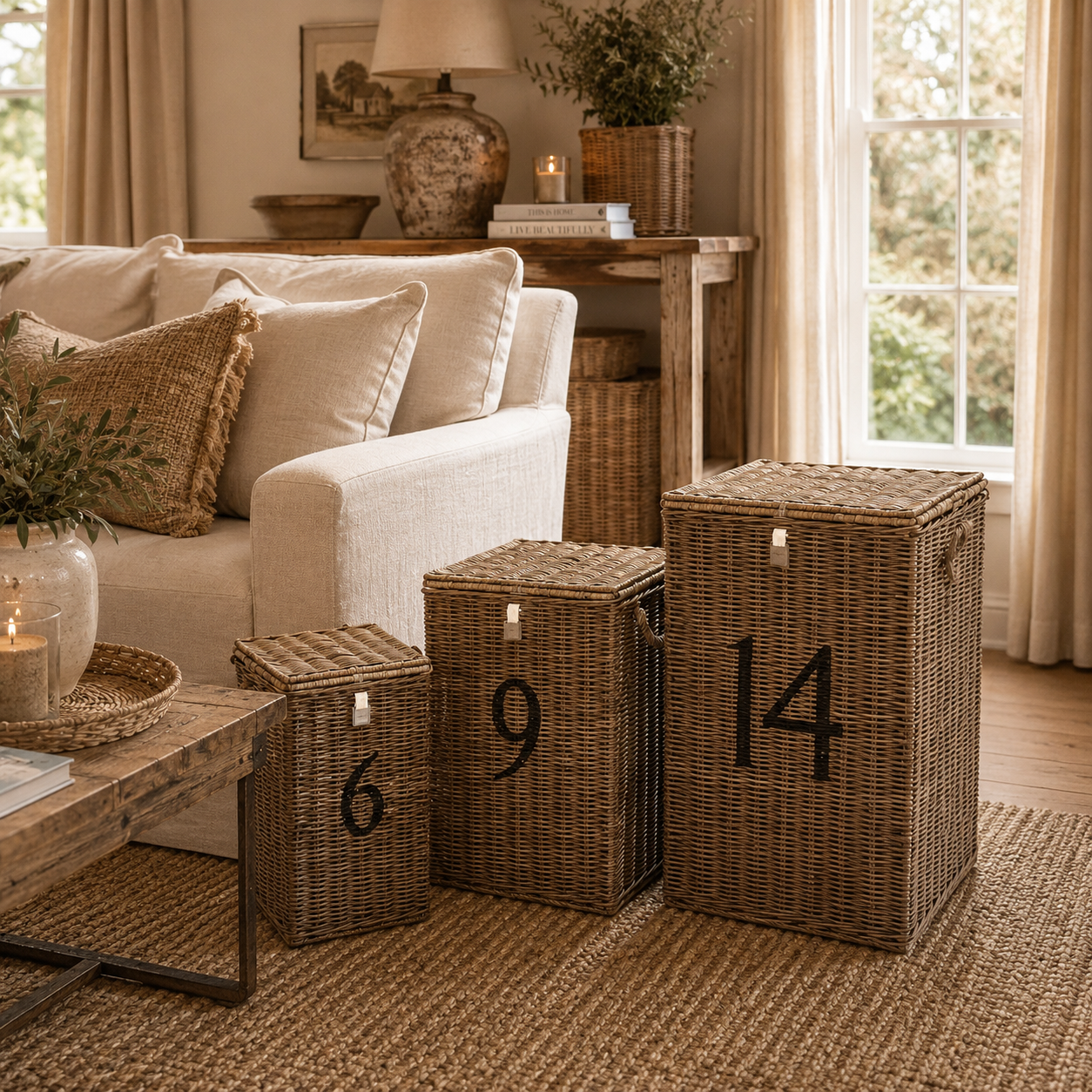 Rattan Box mit Zahlen