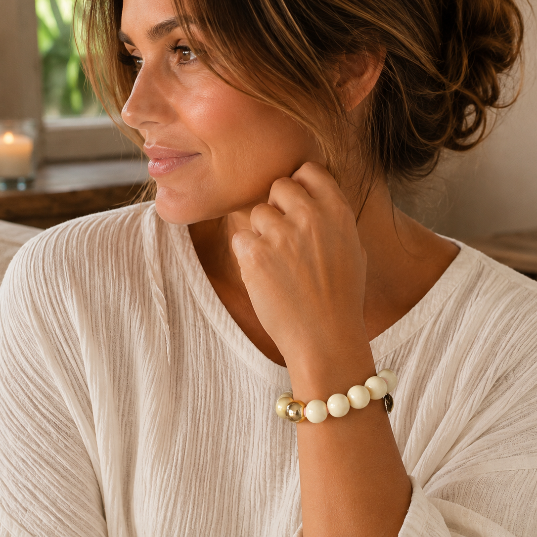 Kugelarmband Beige