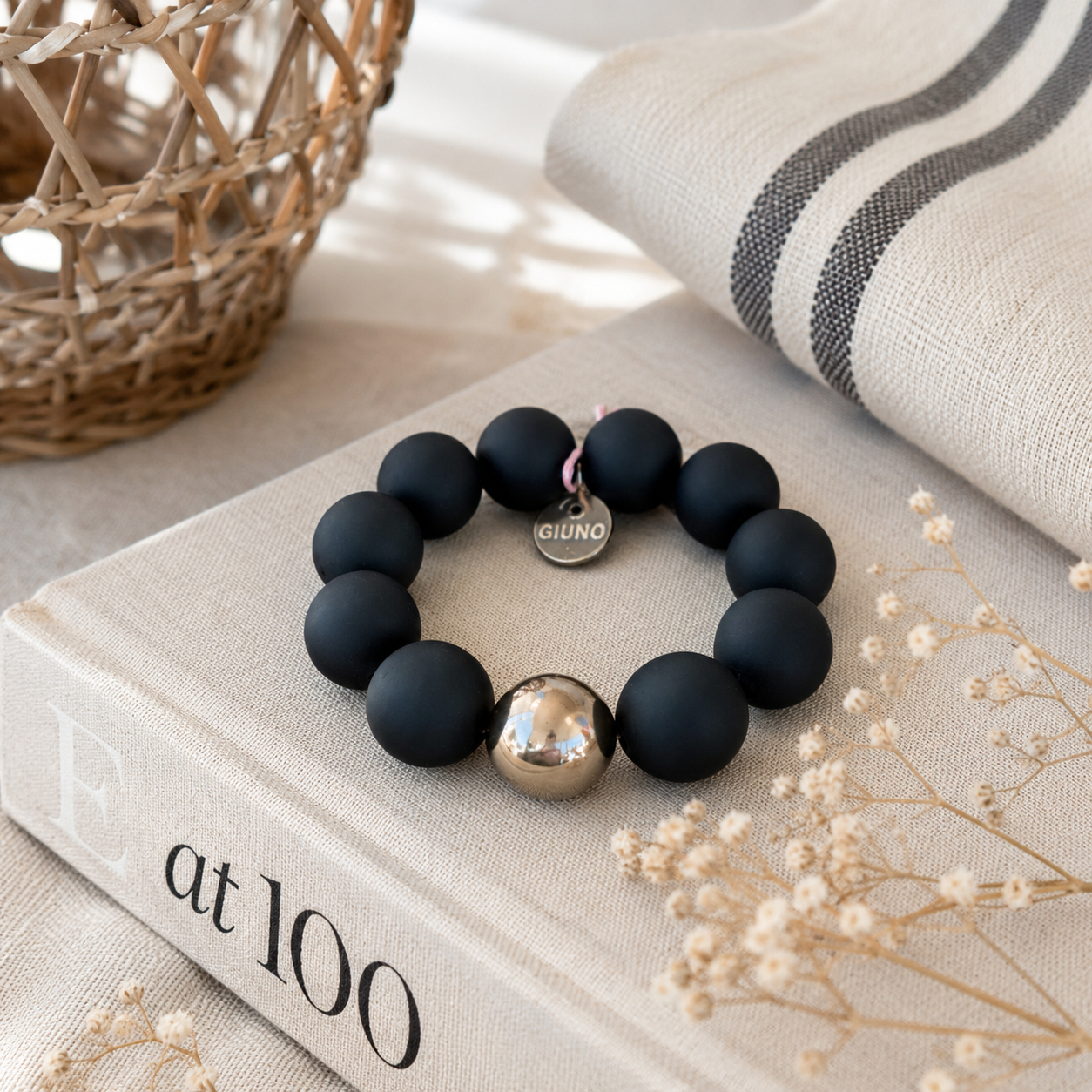 Kugelarmband Schwarz Matt