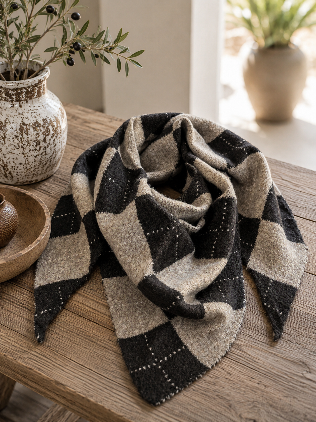 Dreieckstuch Coffe / Taupe