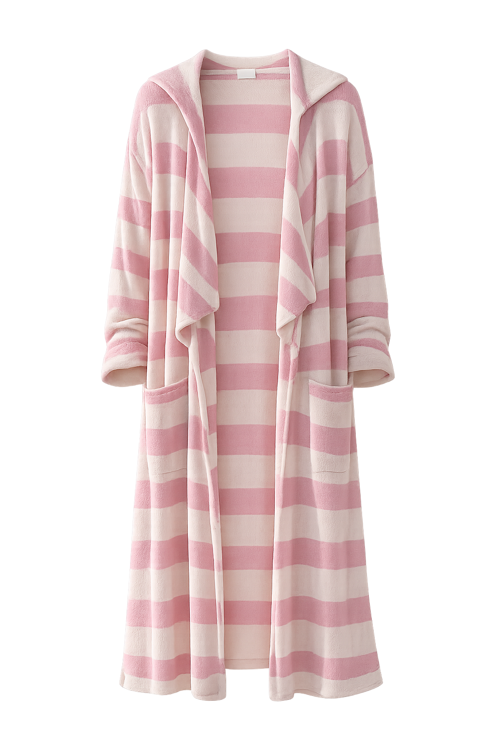 Lange Strickjacke mit Blockstreifen CREME / ROSE