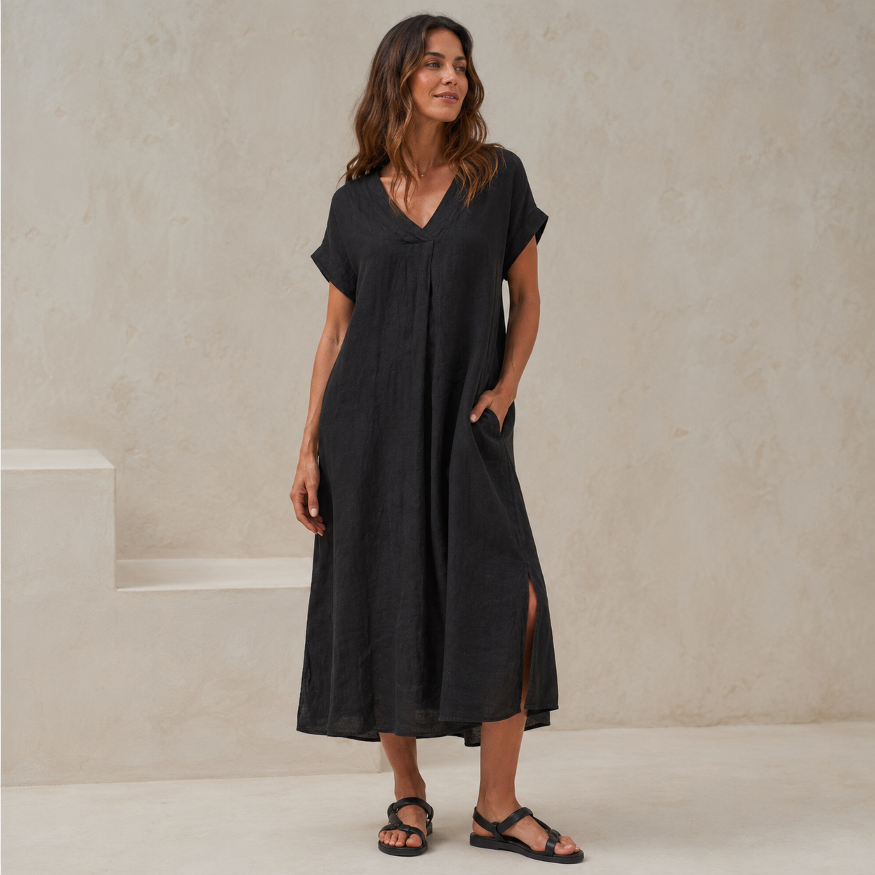 Marta du Chateau Leinenkleid schwarz