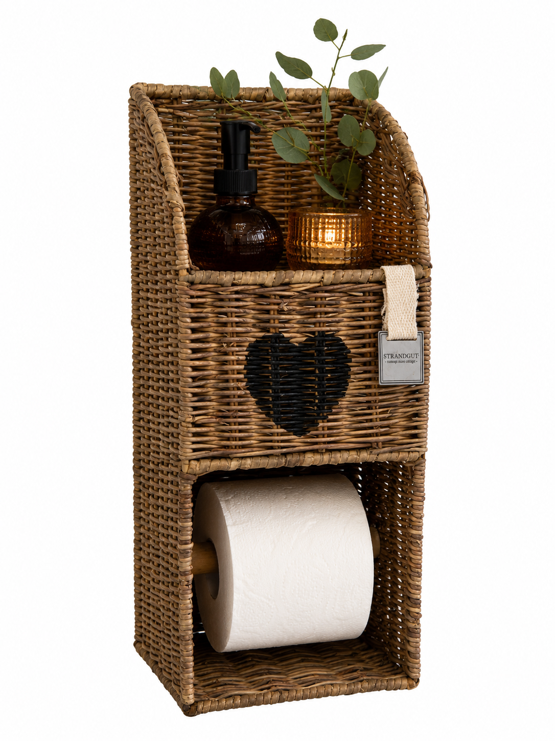 Rattan Toilet Roll Holder HEART