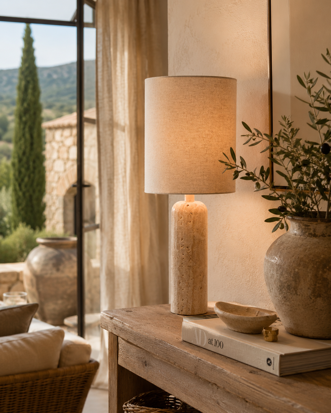 Mira Travertine Table Lamp