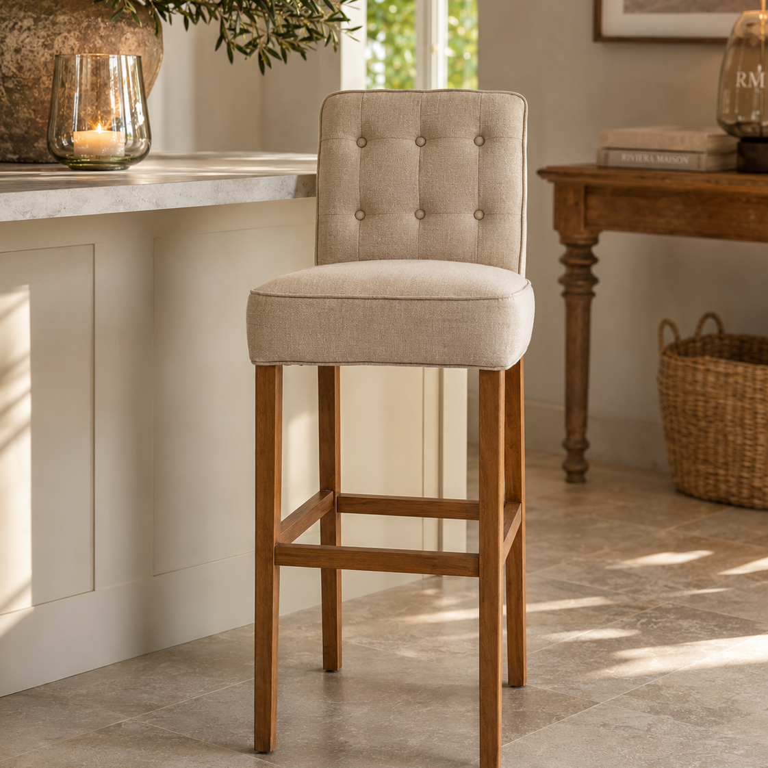 Cap Breton Bar Stool von Riviera Maison in der Farbe FLAX