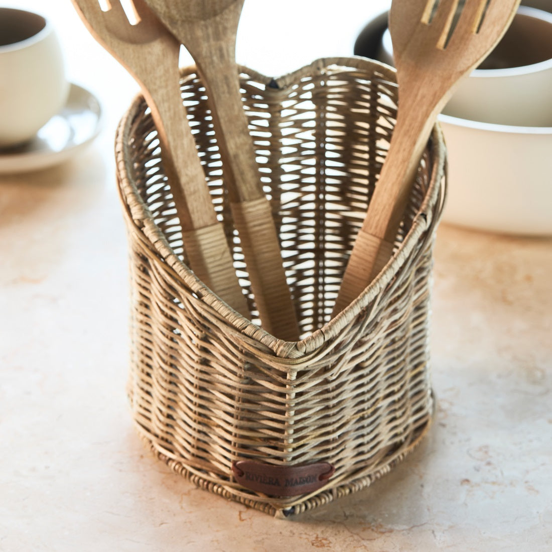 Rustic Rattan Heart Utensil Holder RIVIERA MAISON