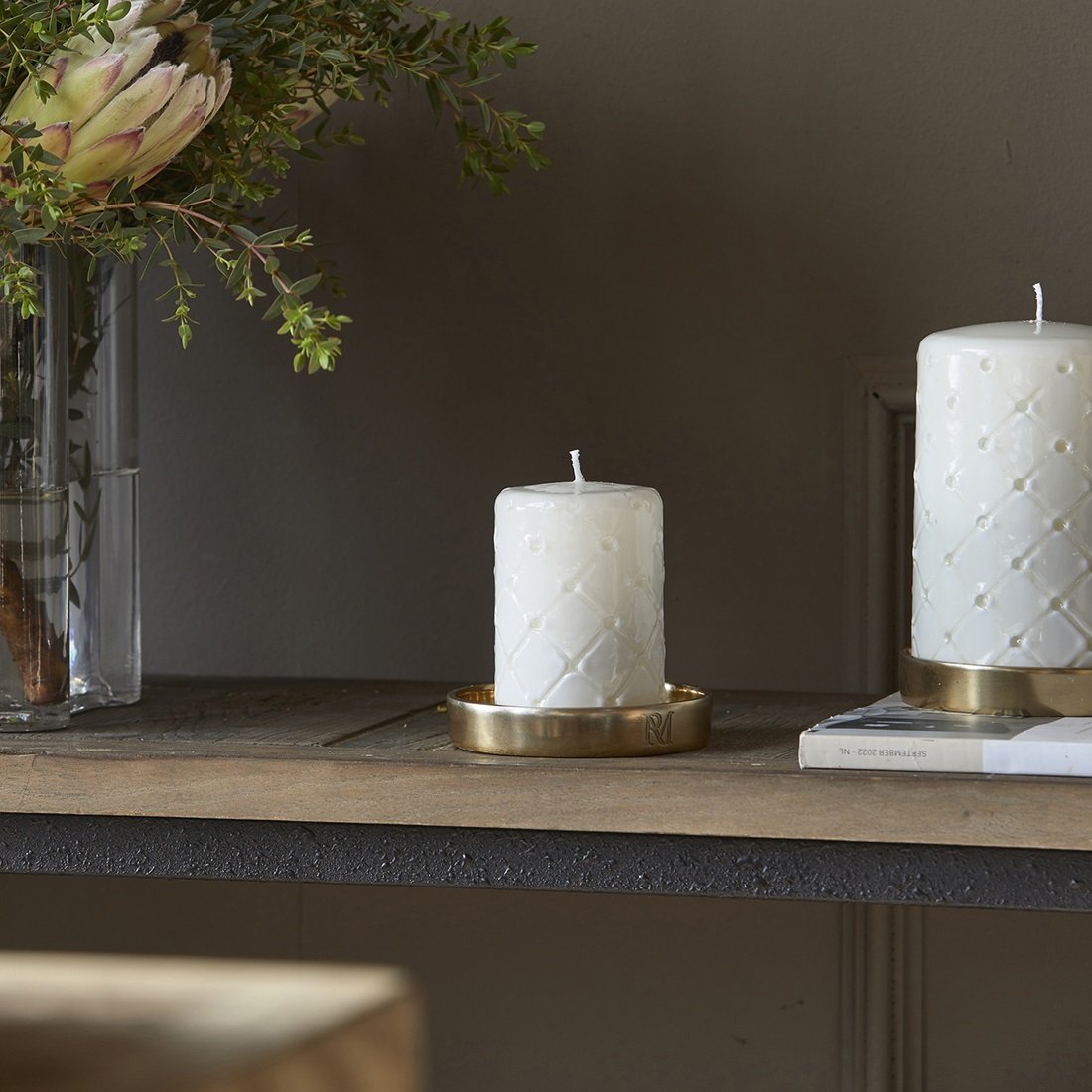Pillar Candle Padded white RIVIERA MAISON