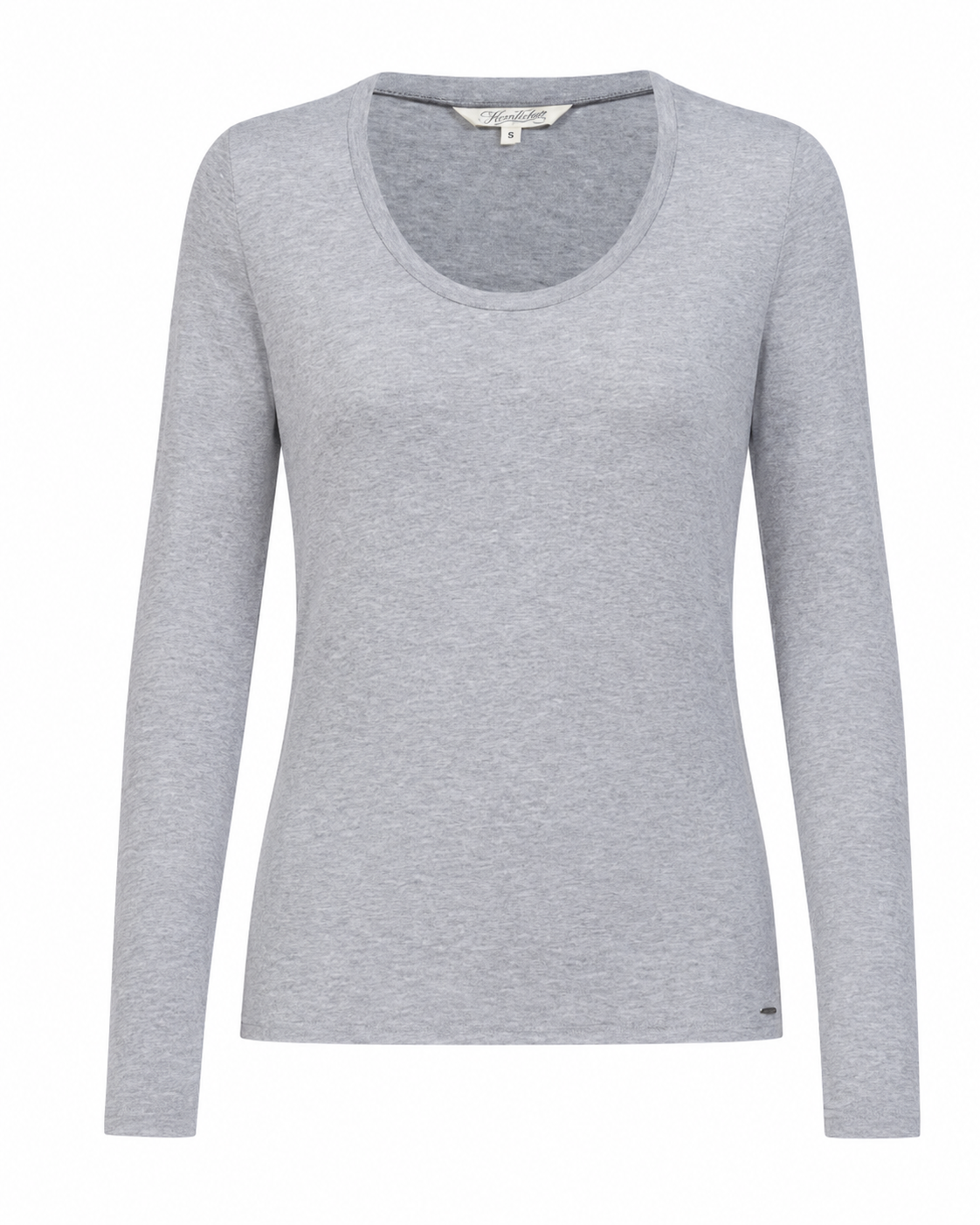 HERRLICHER Manolja Longsleeve Jersey in Hellgrau mit Rundhalsausschnitt und schmaler Passform.