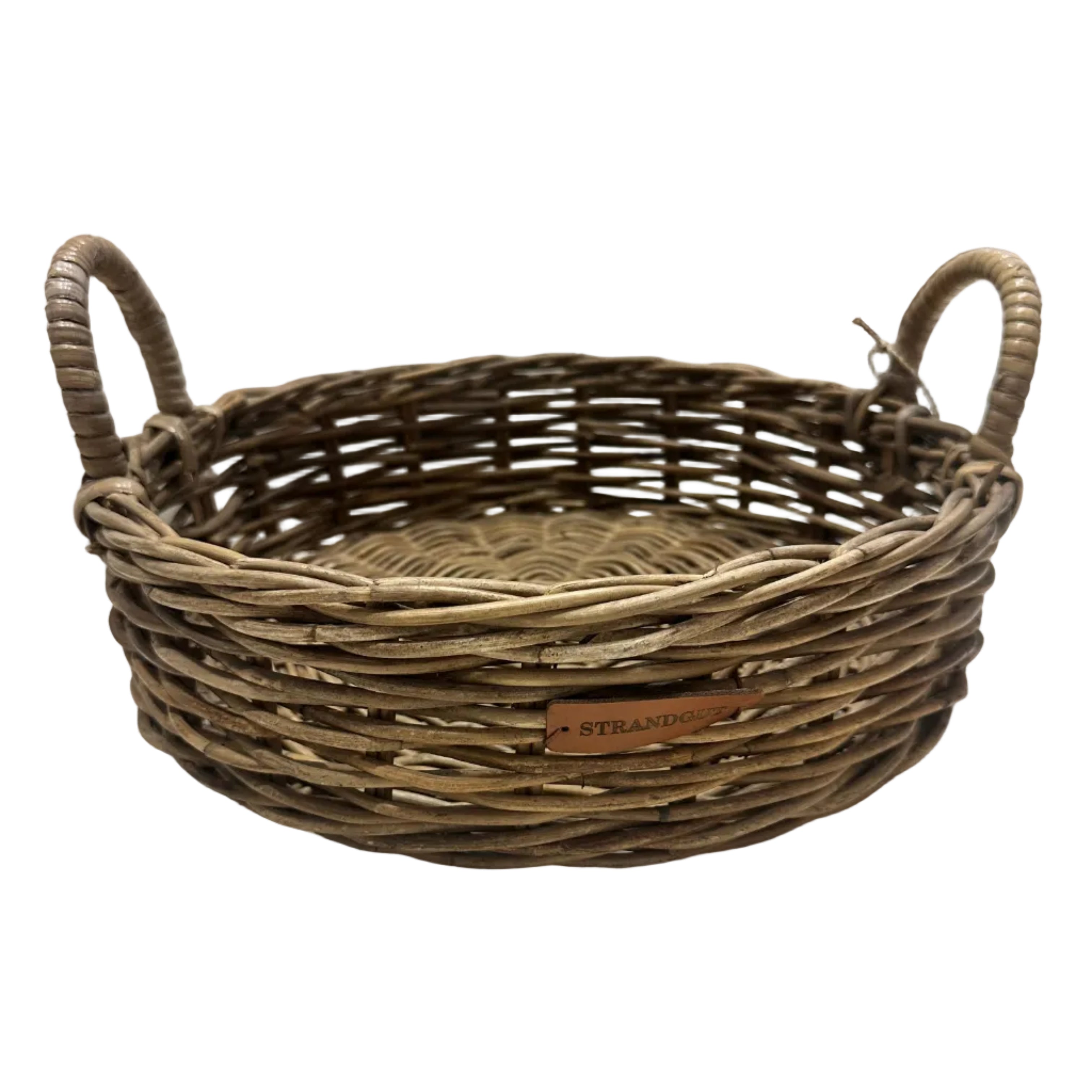 Runder Rattankorb mit Griffen aus natürlichem Rattan in Größe S und M – dekoratives Rattan Tablett für Frühstückstisch und Küche