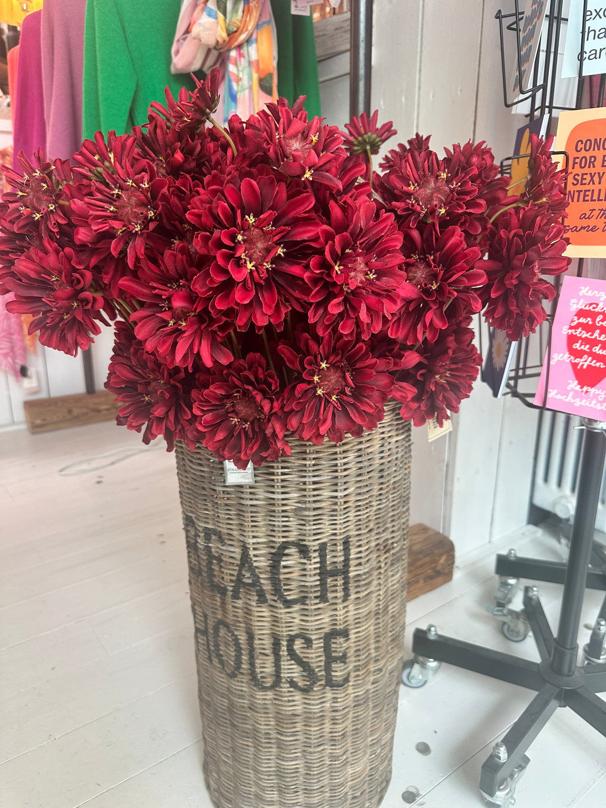 Zinnienzweig Rot 90 cm