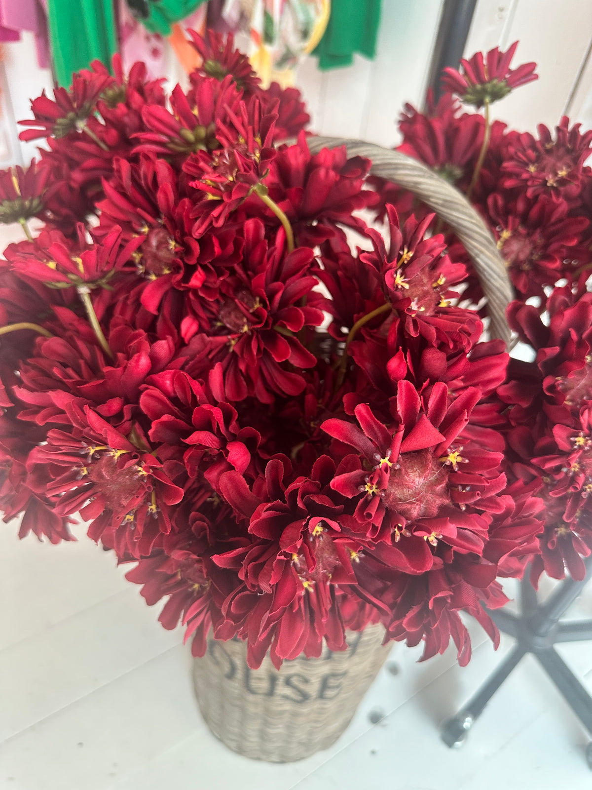 Zinnienzweig Rot 90 cm