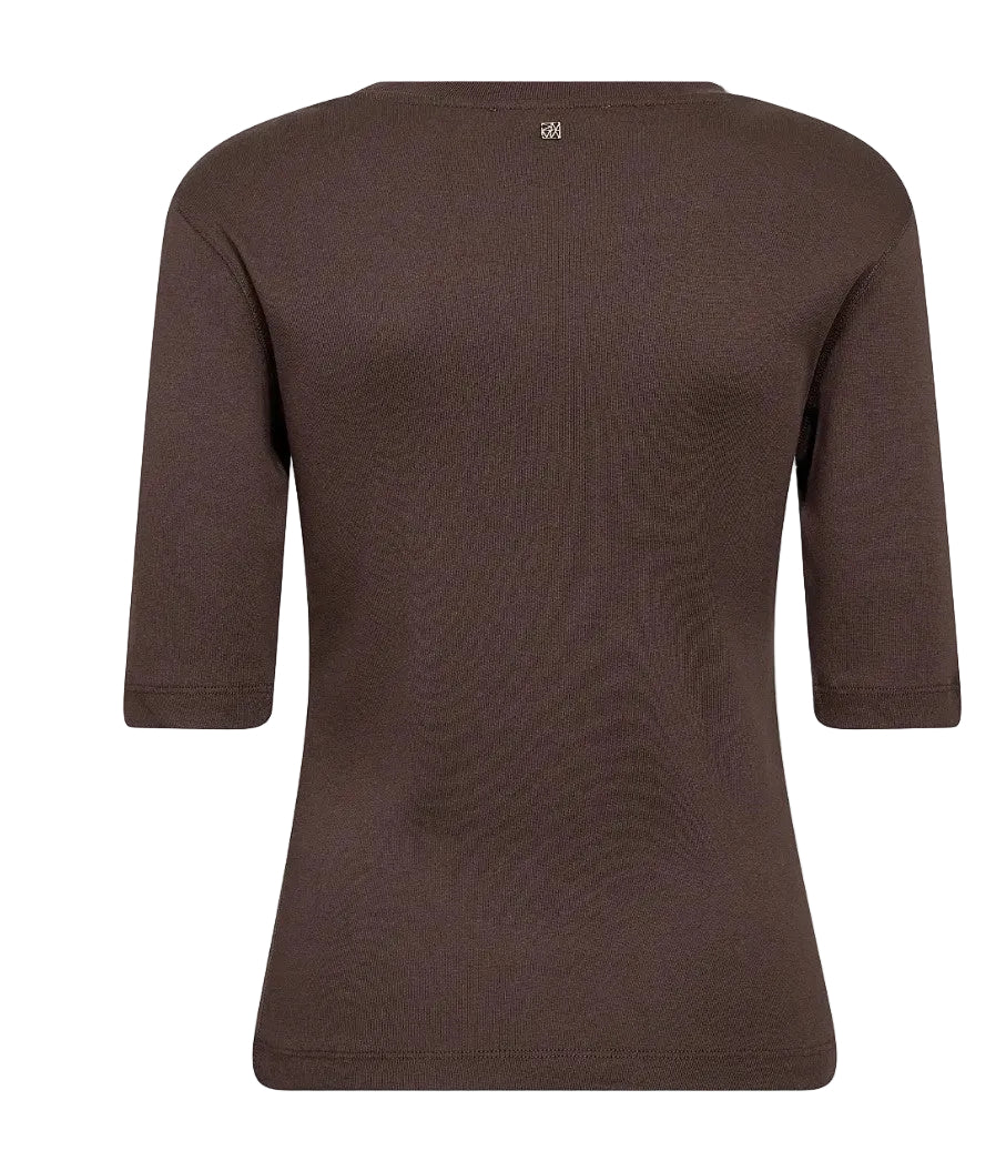 MOS MOSH Mali Damen T-Shirt in der Farbe Delicioso mit Rundhalsausschnitt und halblangen Ärmeln.