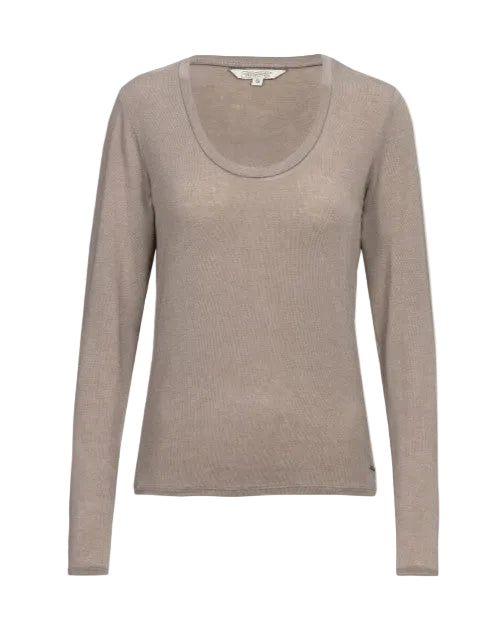Herrlicher Manolja Longsleeve Jersey Brushed Timber Damen Langarmshirt in Taupe