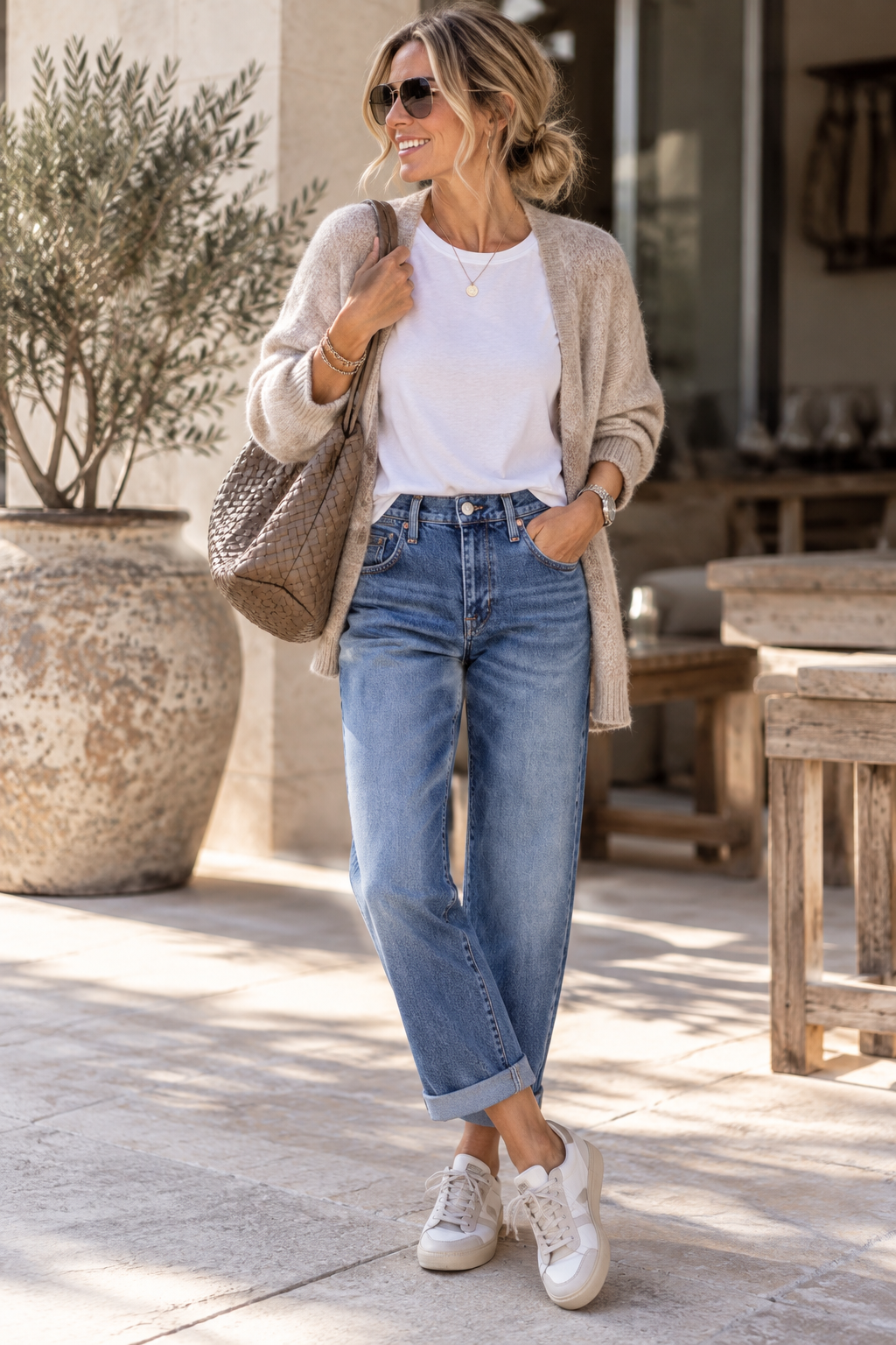 HERRLICHER Breezy Cropped Denim Jeans in mittlerer blauer Waschung