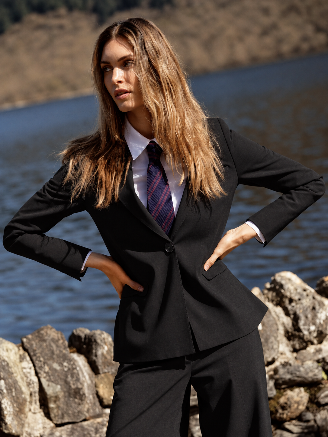 MOS MOSH Haley Dynamic Luxe Damenblazer in Schwarz mit Reverskragen, Ein-Knopf-Verschluss und Pattentaschen