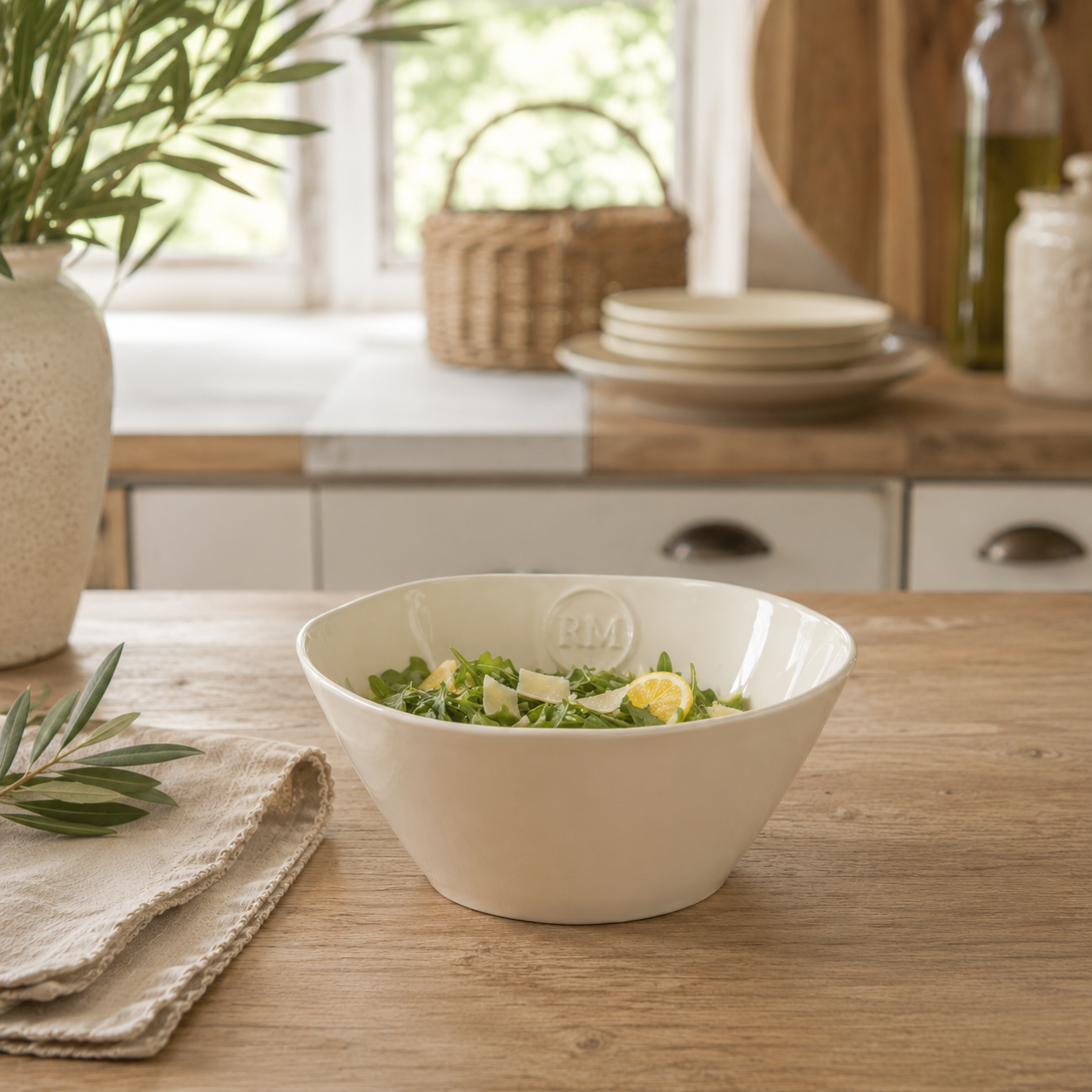 Portofino Bowl white L RIVIERA MAISON