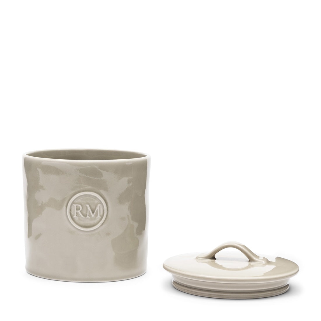 Riviera Maison Portofino Storage Jar S aus Steingut in der Farbe Flax mit Deckel.