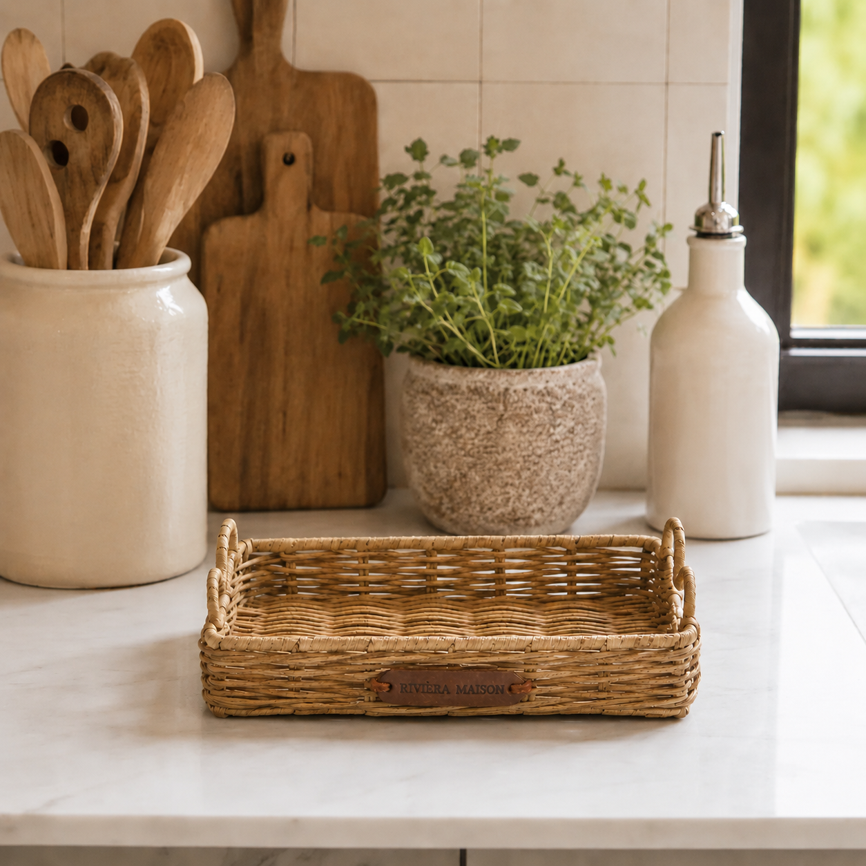 Rustic Rattan Happy Heart Mini Tray RIVIERA MAISON