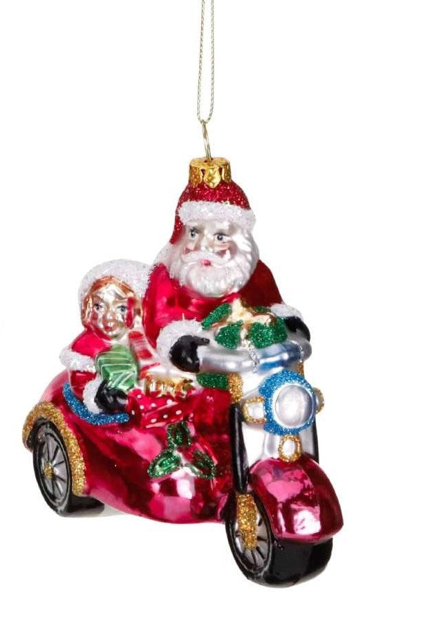 Glasanhänger Santa Fahrrad Rot 11 cm