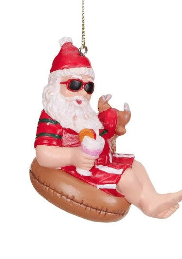 Beach Santa auf Rentier-Schwimmreifen