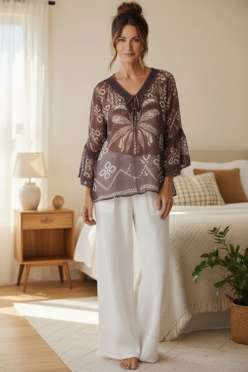 Boho Damen Bluse mit Ornamentprint von Grace