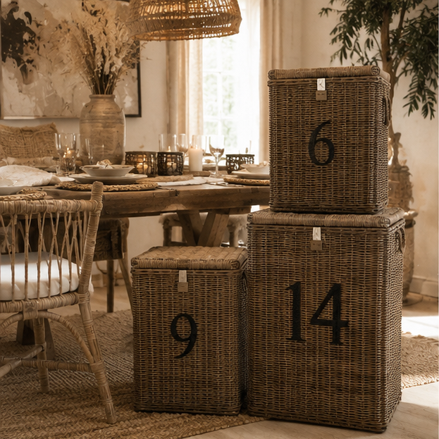 Rattan Box mit Zahlen