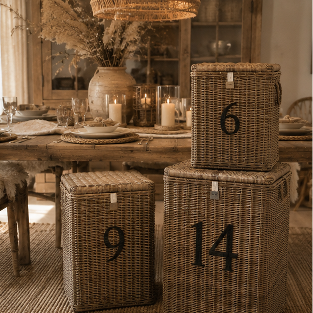 Rattan Box mit Zahlen
