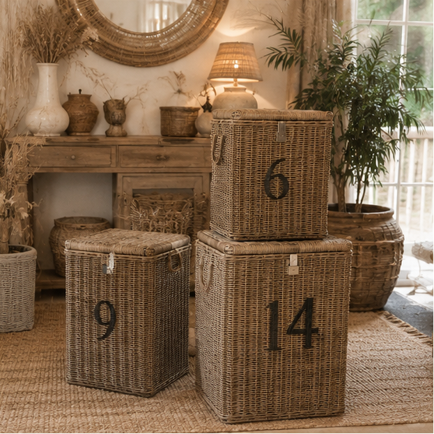 Rattan Box mit Zahlen