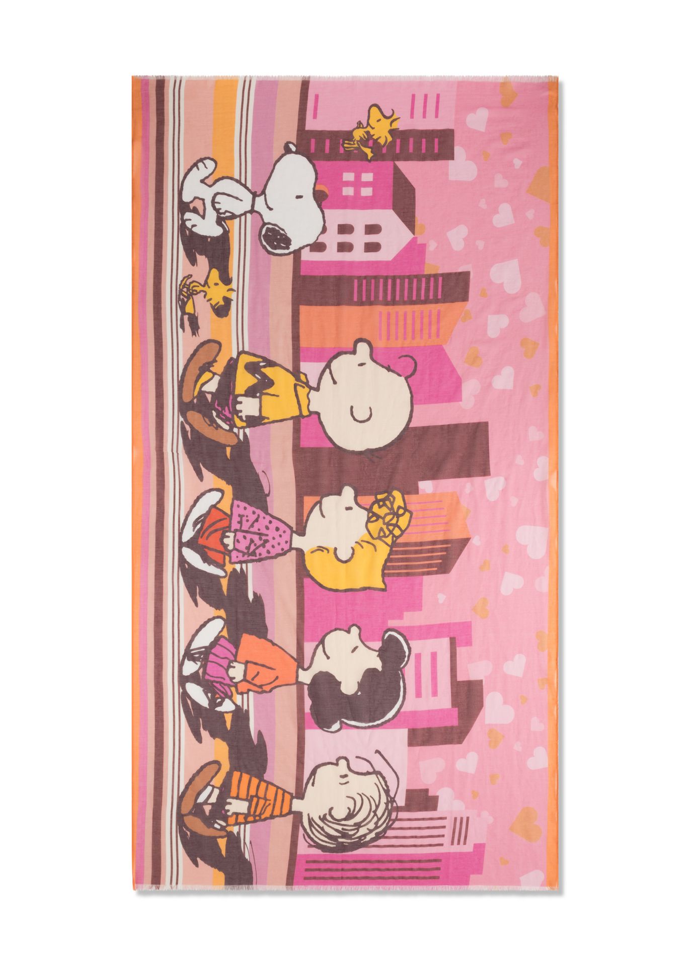 Baumwoll Damen Schal rosa mit Snoopy Peanuts Motiv von Codello