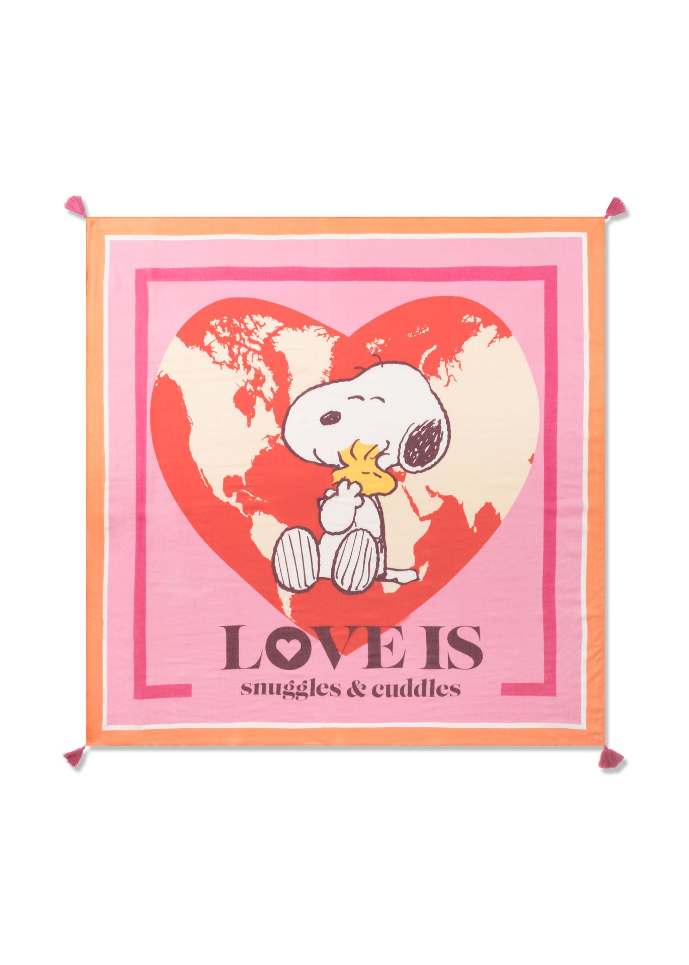 Baumwoll Damen Schal rosa mit Snoopy Motiv von Codello