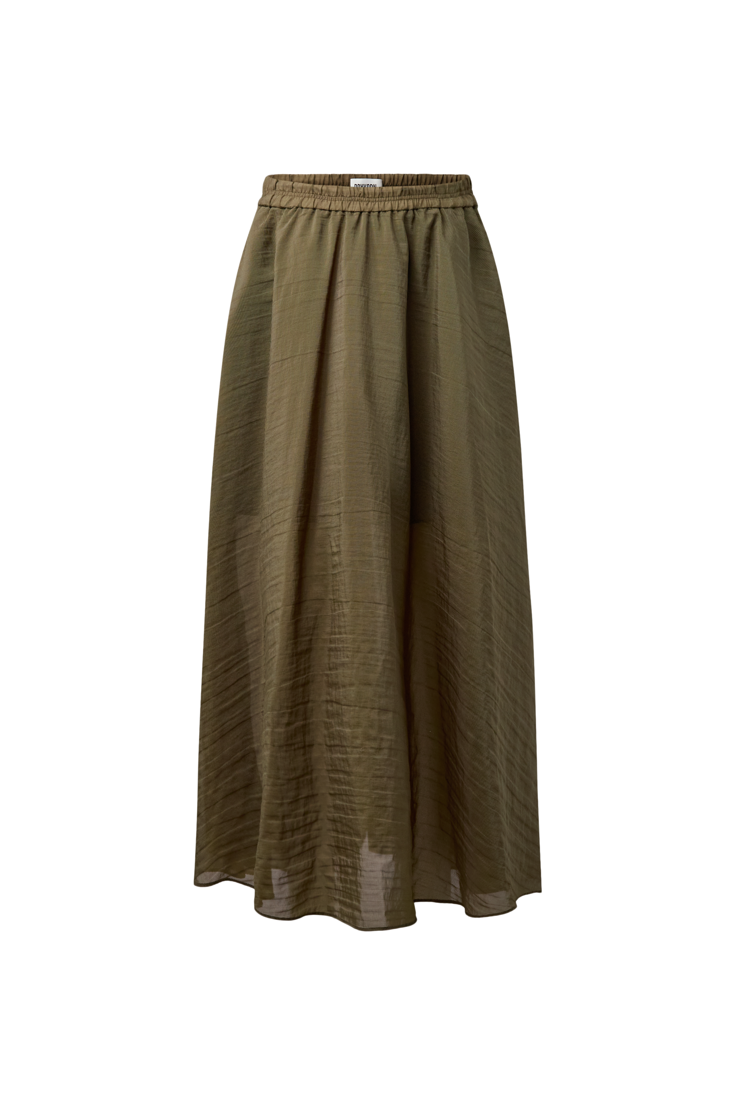 DRYKORN Rock QERIME in Olive luftiger Maxirock mit elastischem Bund und fließender Silhouette aus 100 % recyceltem Polyamid. 