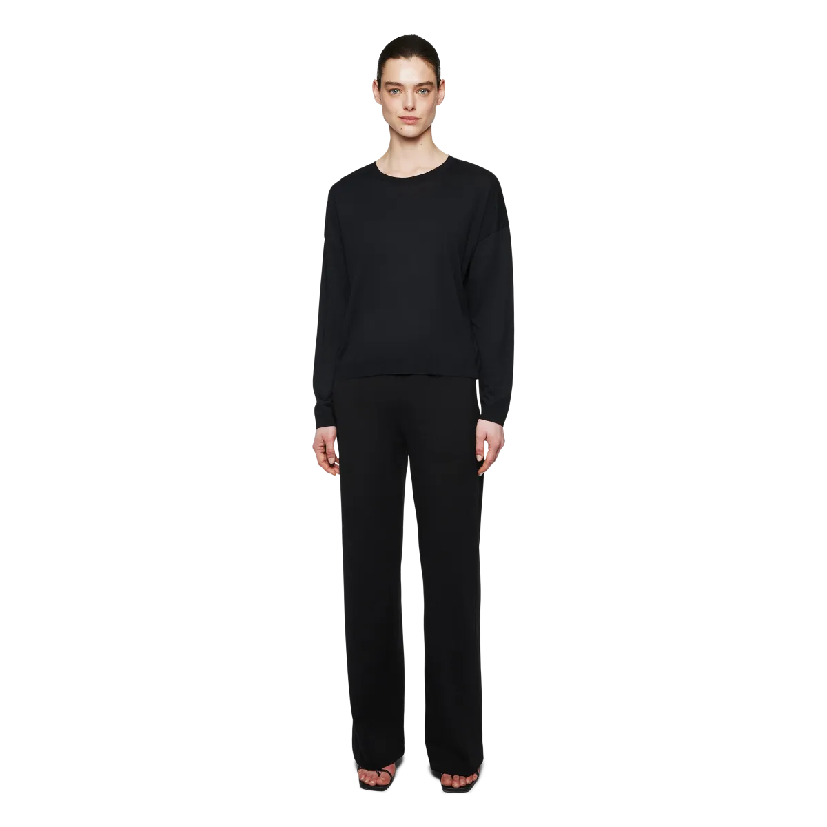 Schwarzes Longsleeve mit Rundhals in Jersey-Kashmere Mix von DRYKORN