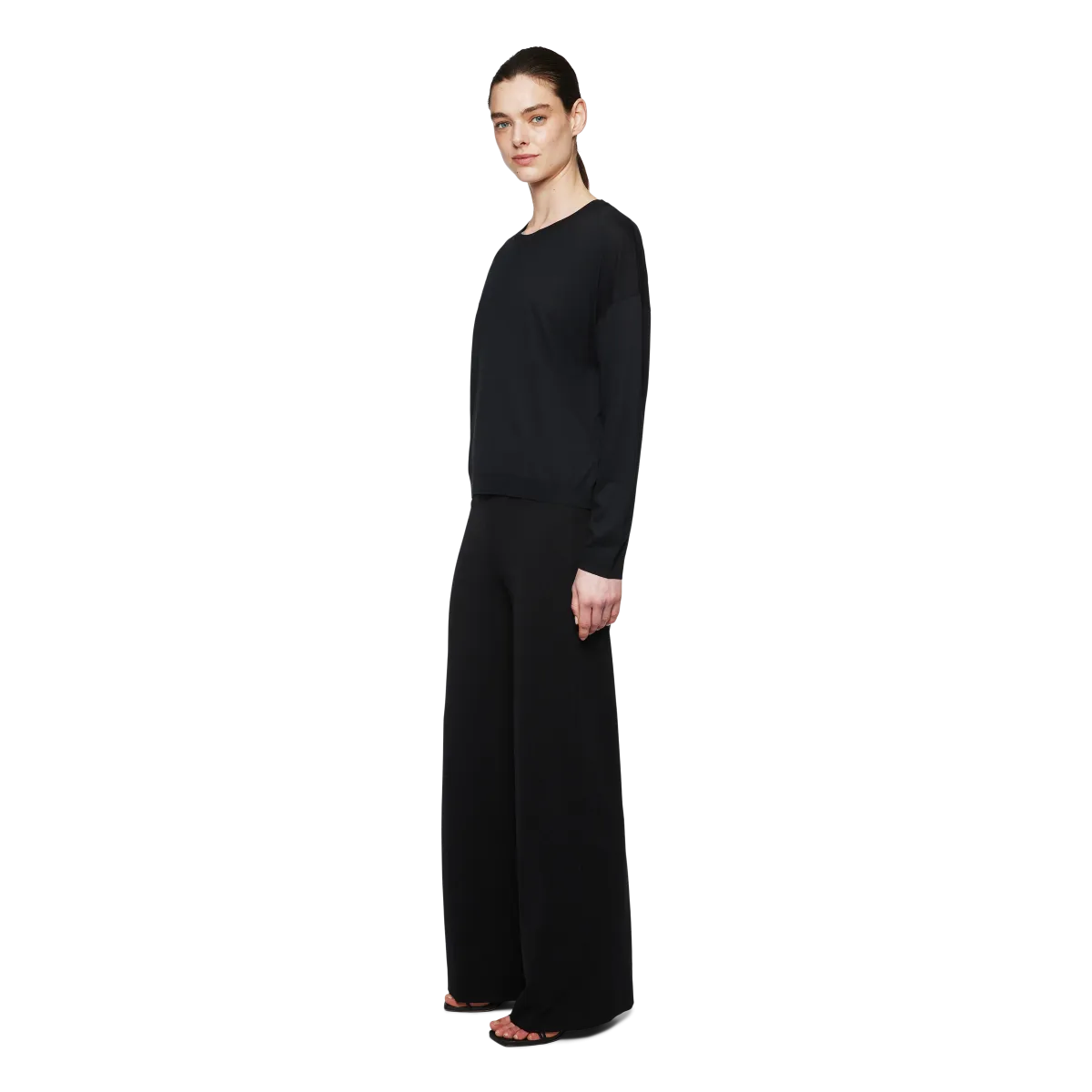 Schwarzes Longsleeve mit Rundhals in Jersey-Kashmere Mix von DRYKORN