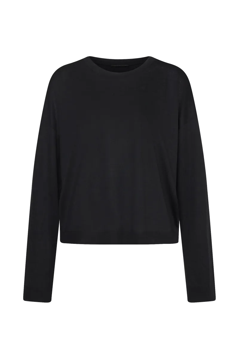 Schwarzes Longsleeve mit Rundhals in Jersey-Kashmere Mix von DRYKORN