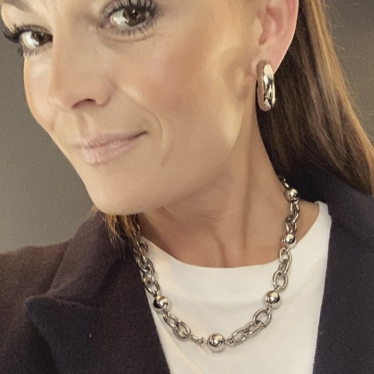 Lola Chunky Hoop Earring Silver