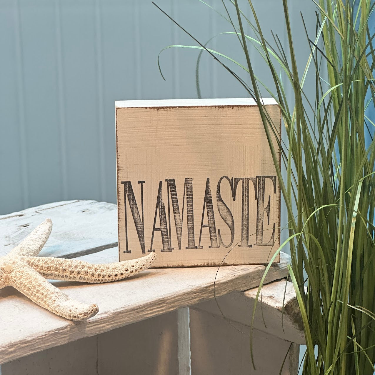 iopla Textplatte 10x10cm mit Aufschrift  NAMASTE