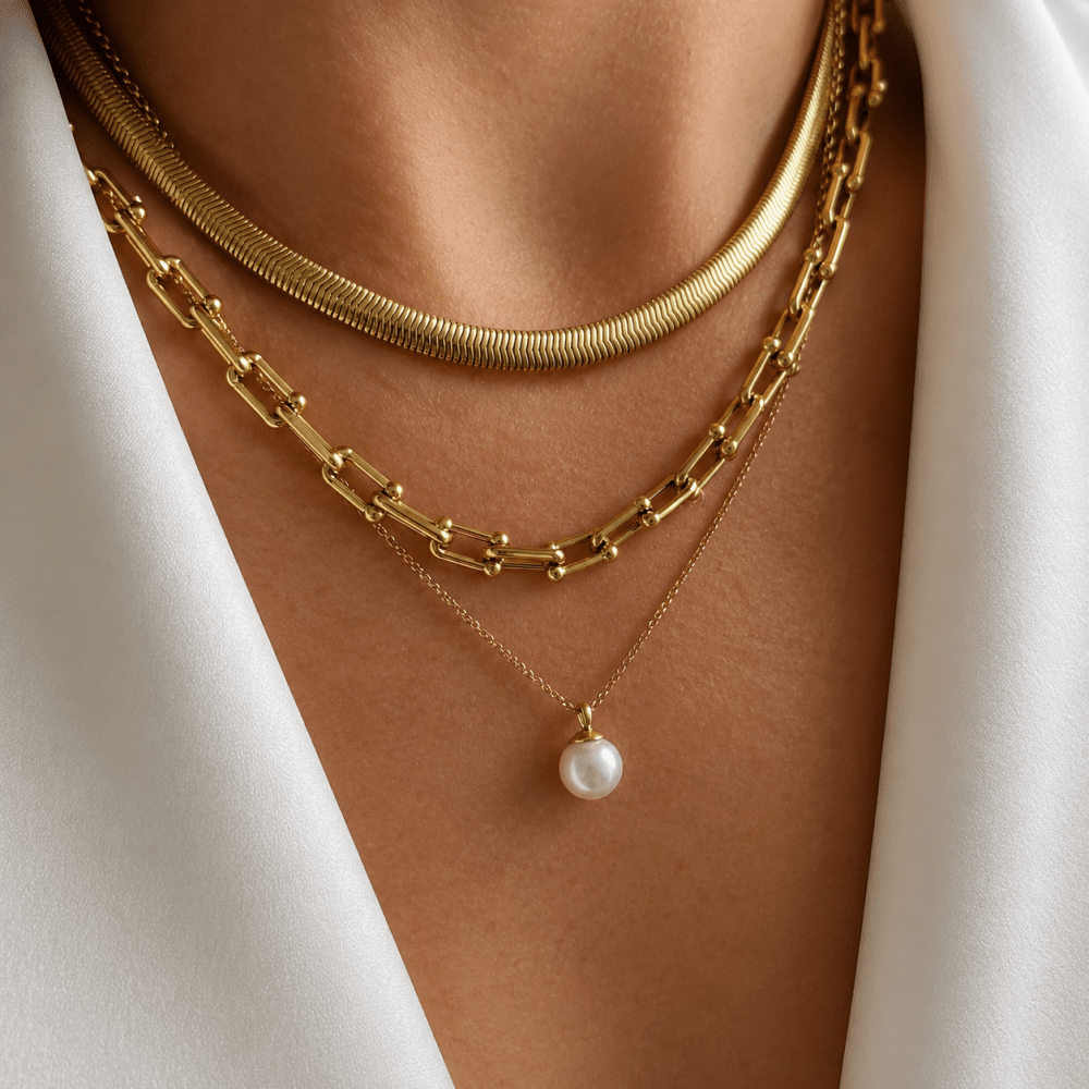 Shellpearl Short Necklace Gold