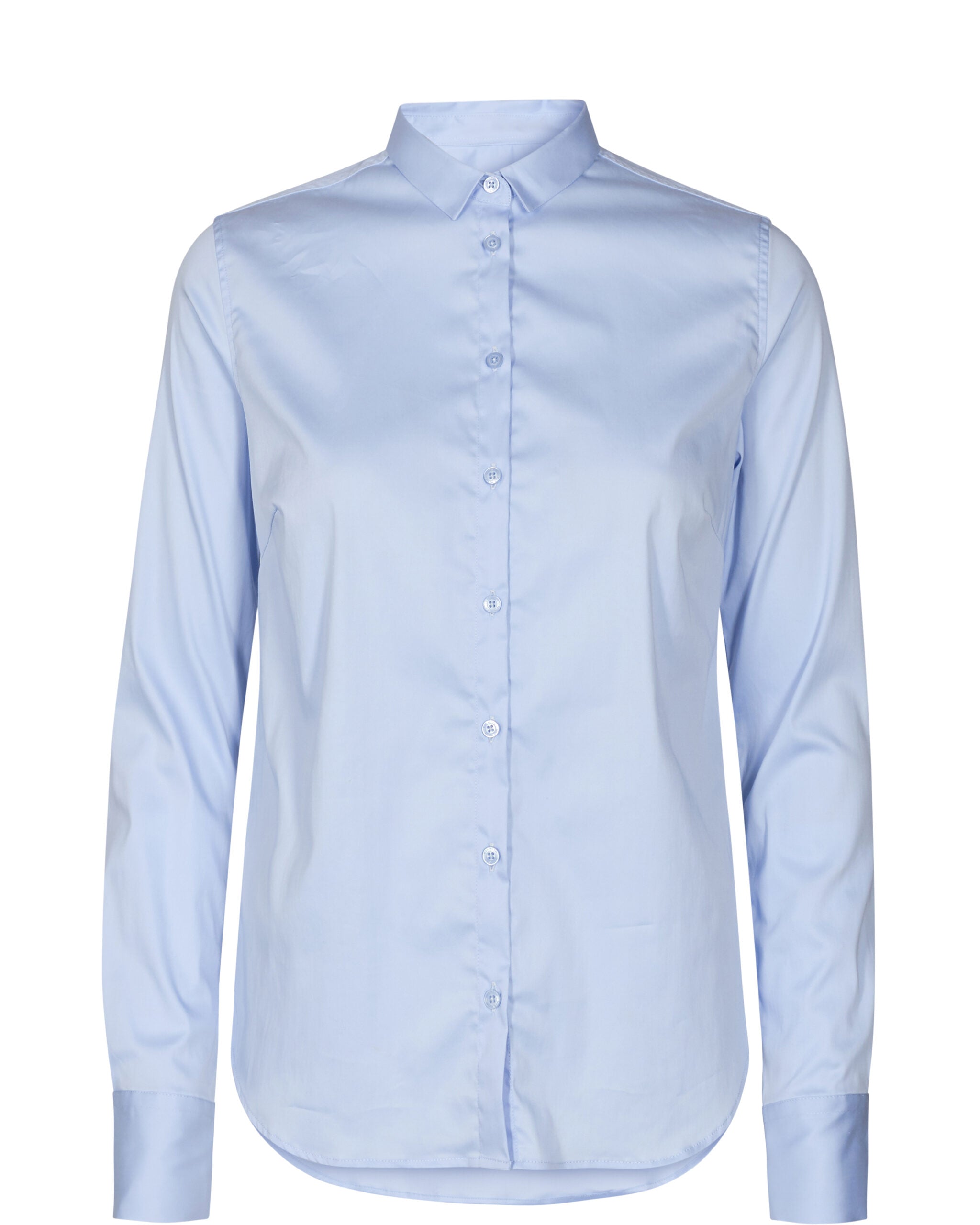MOS MOSH TILDA Bluse Light Blue mit kleinem Kragen und komfortablem Stretch