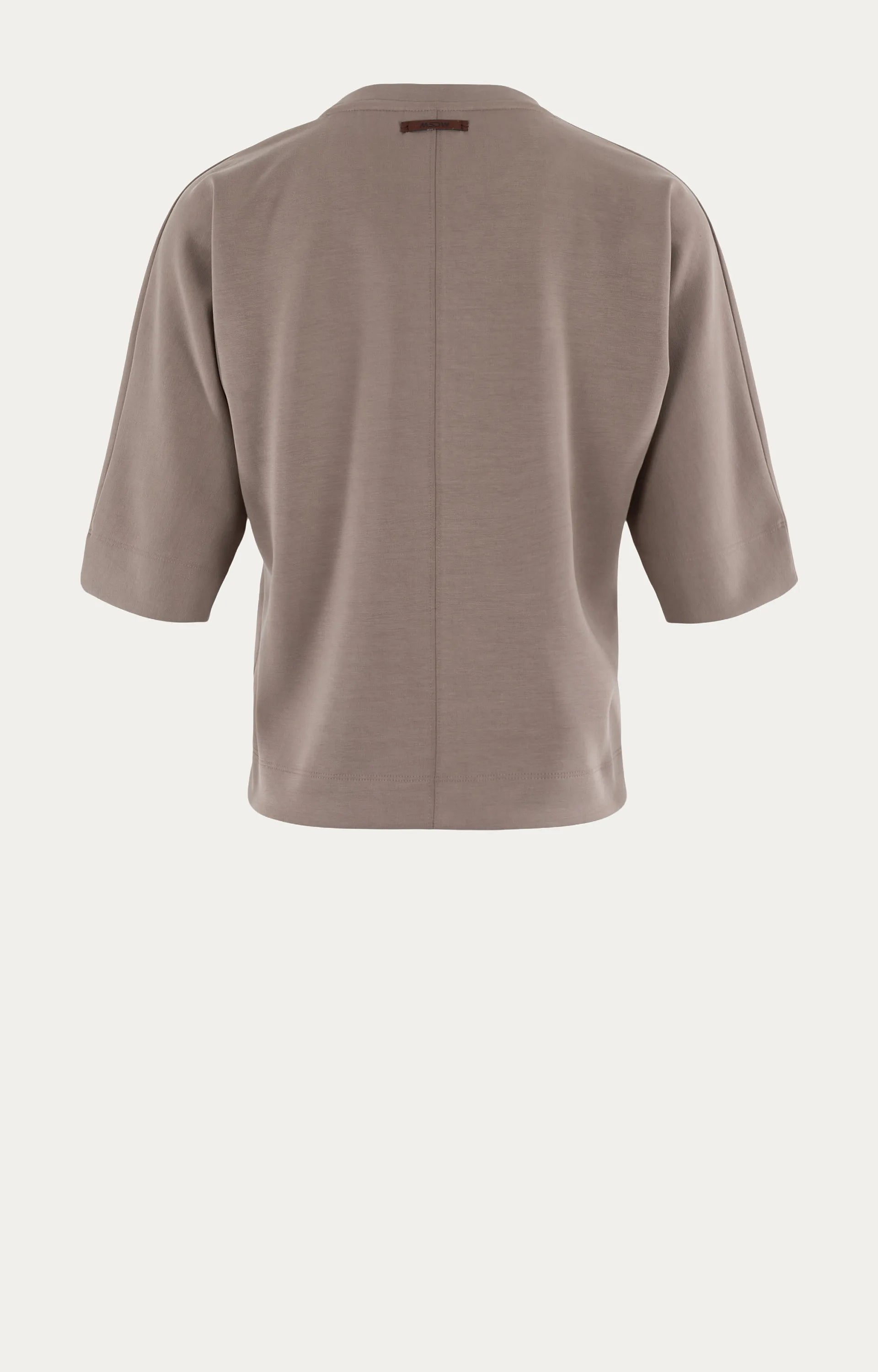MSCW Emilia Damen Sweater in Taupe Solid mit lockerem Schnitt und halblangen Ärmeln.