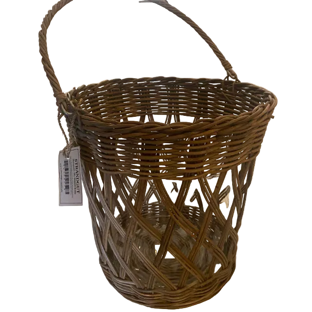 Rattan Hurricane Open Weave mit Glaseinsatz, offenem Flechtmuster und Rattanhenkel