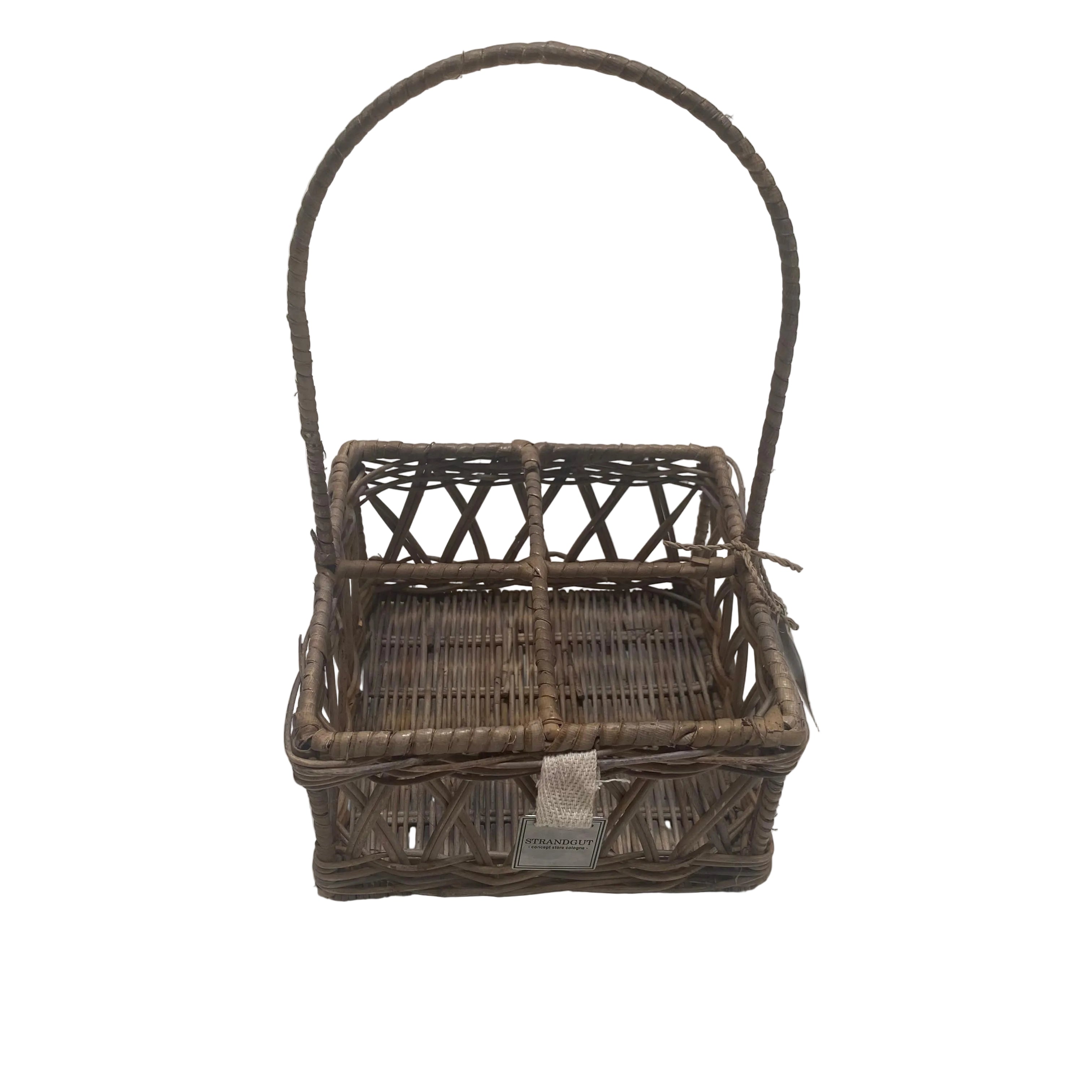 Rattan Storage Crate Set von STRANDGUT mit vier Fächern und großem Tragegriff
