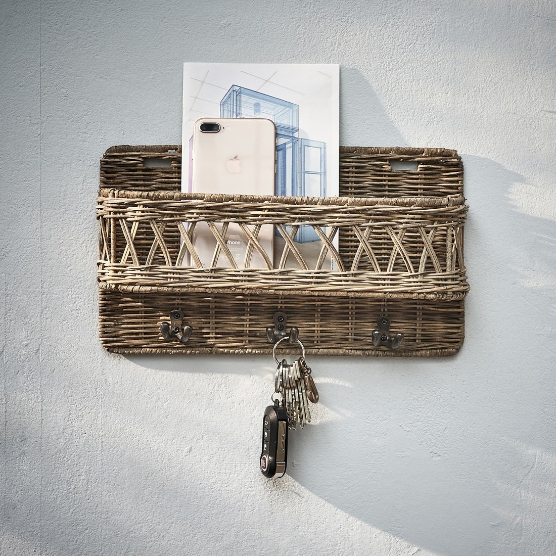 Rustic Rattan Hold My Keys Holder